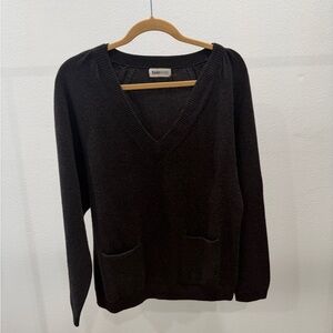 Brown Cashmere V-Neck Sweater